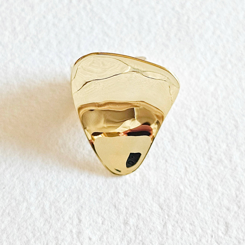 Brass ring pebble convex handmade organic 2 styles