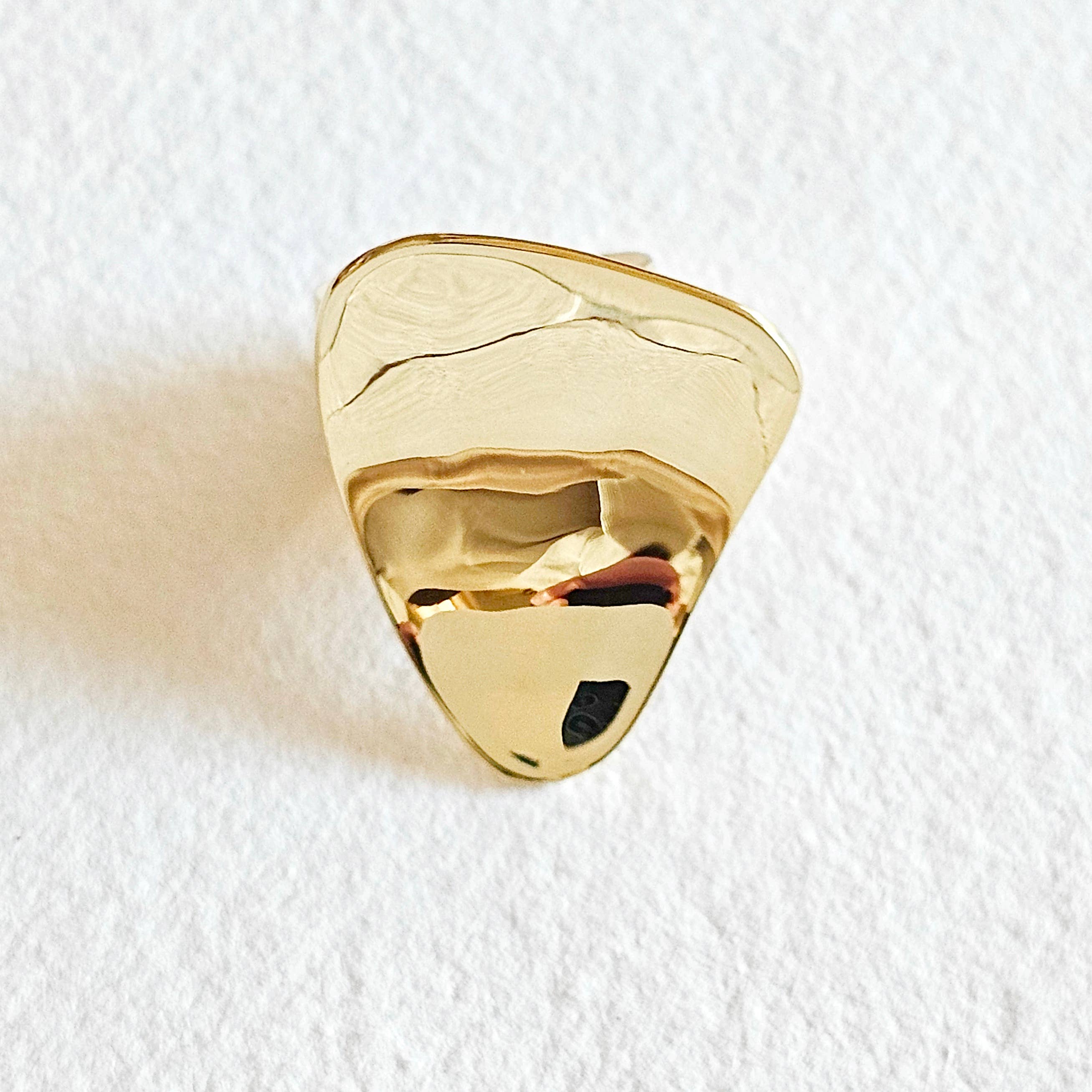 Brass ring pebble convex handmade organic 2 styles