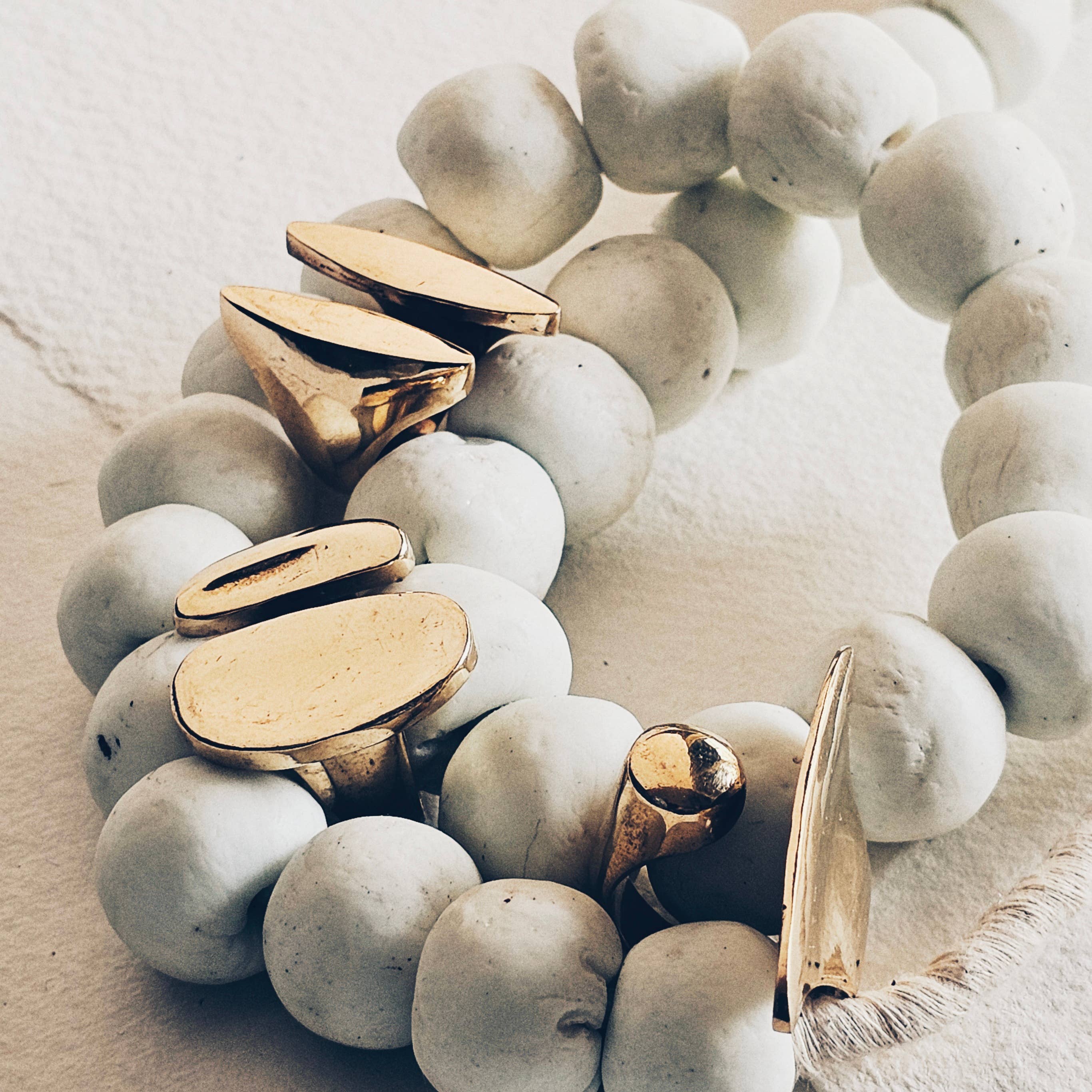 Brass organic orb ring open adjustable handmade