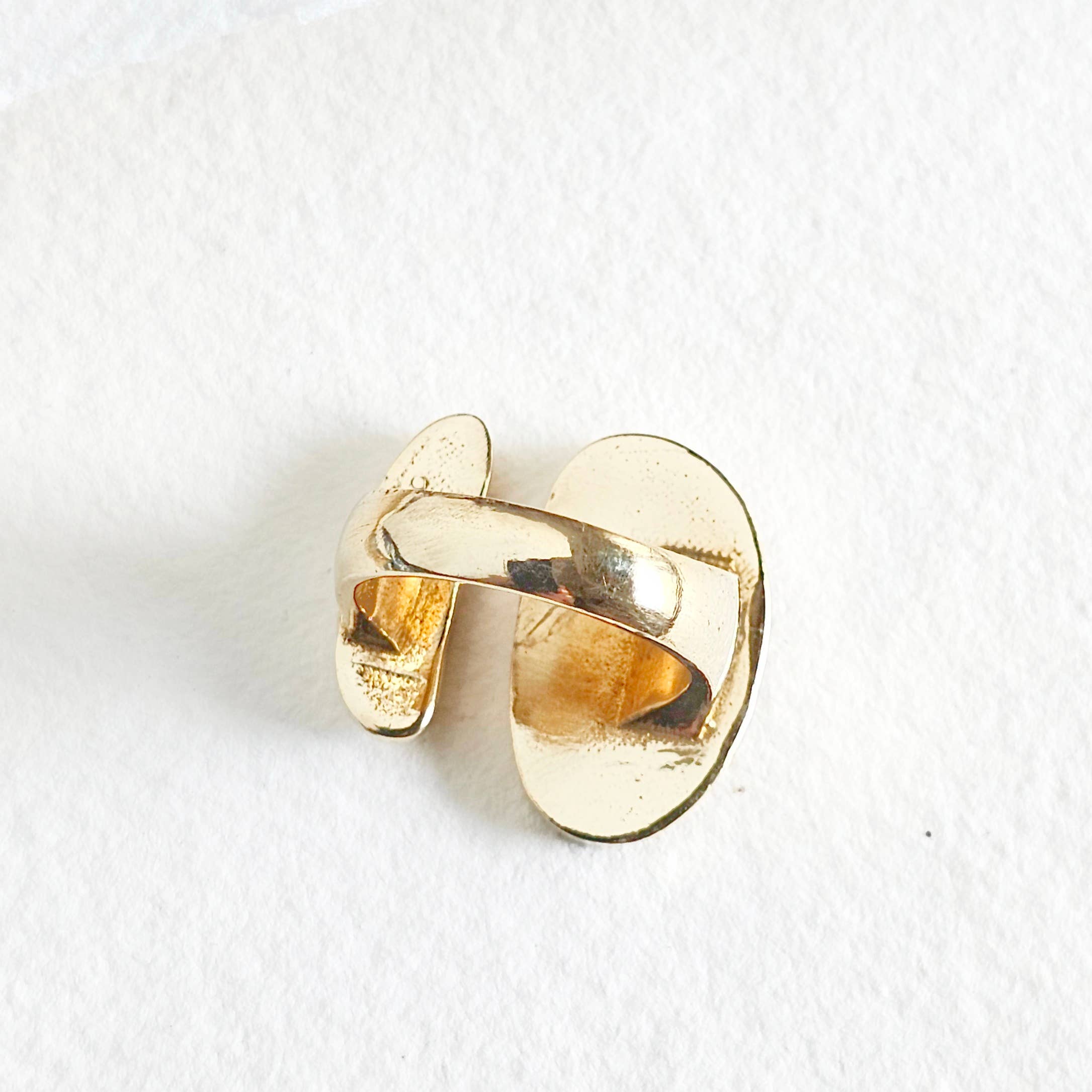 Brass organic orb ring open adjustable handmade