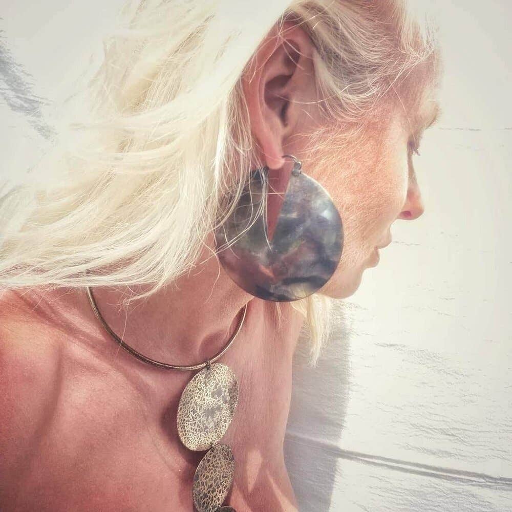 Brass distressed hoop Earrings hoops handcrafted