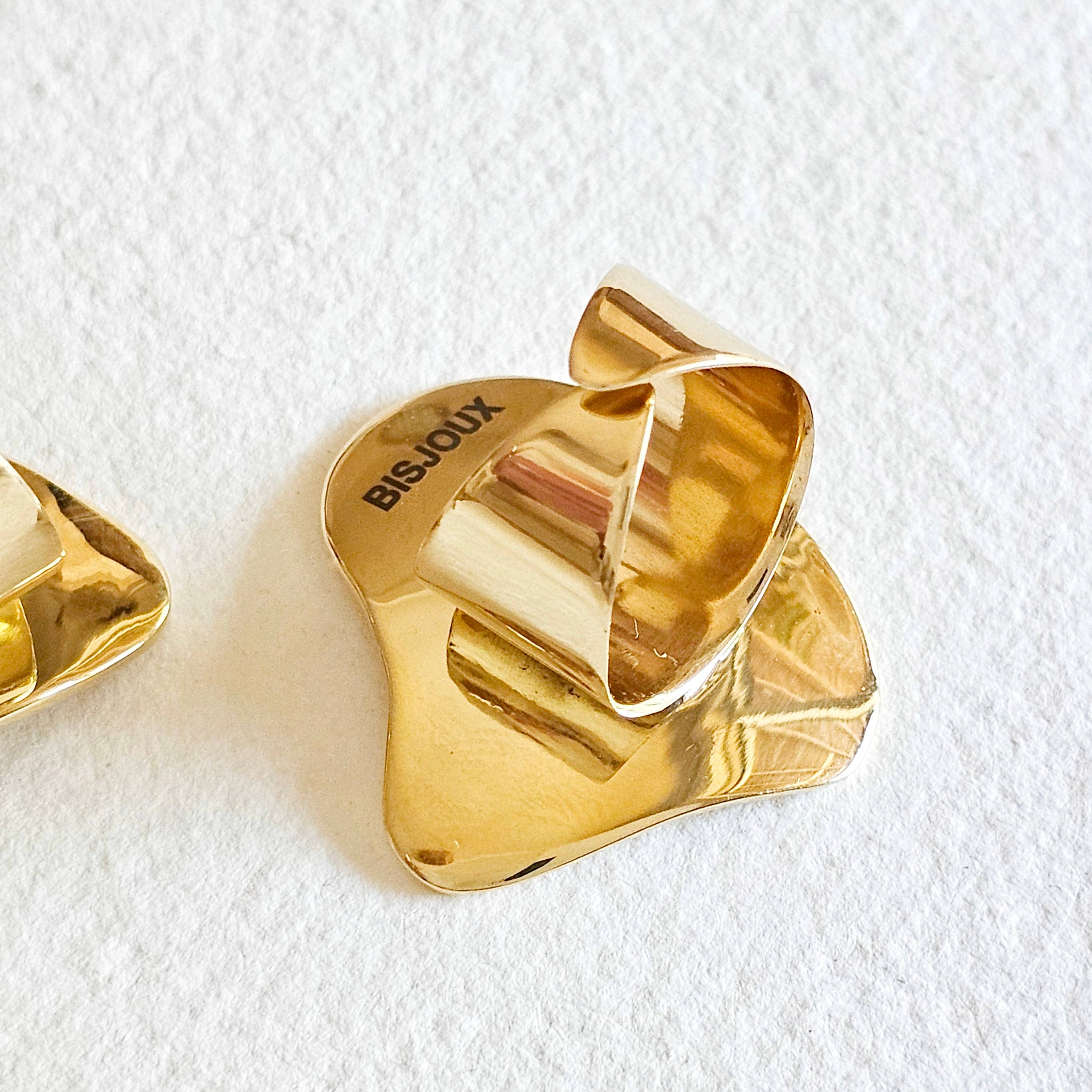 Brass ring pebble convex handmade organic 2 styles