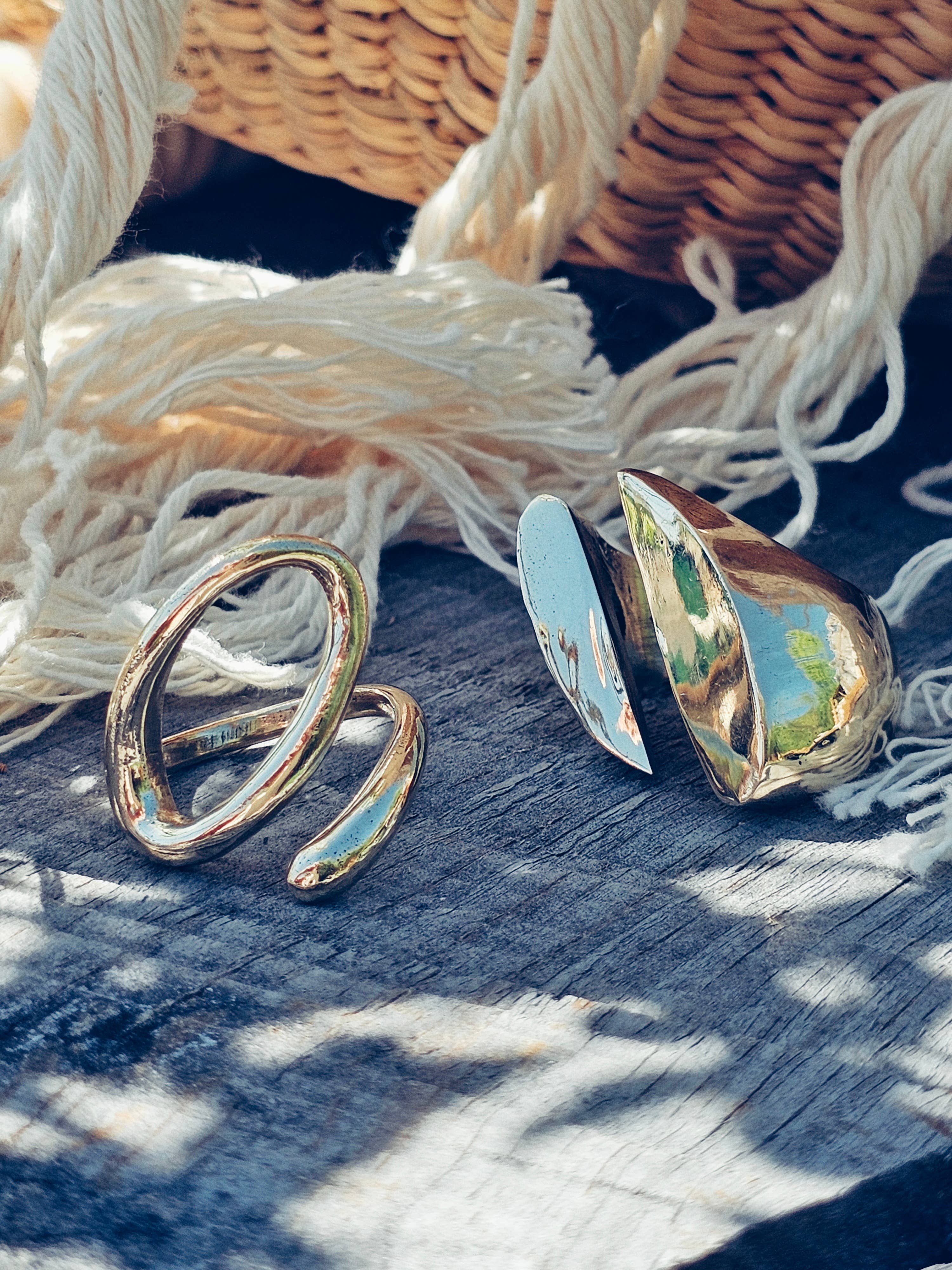 Brass ring bold statement adjustable handmade