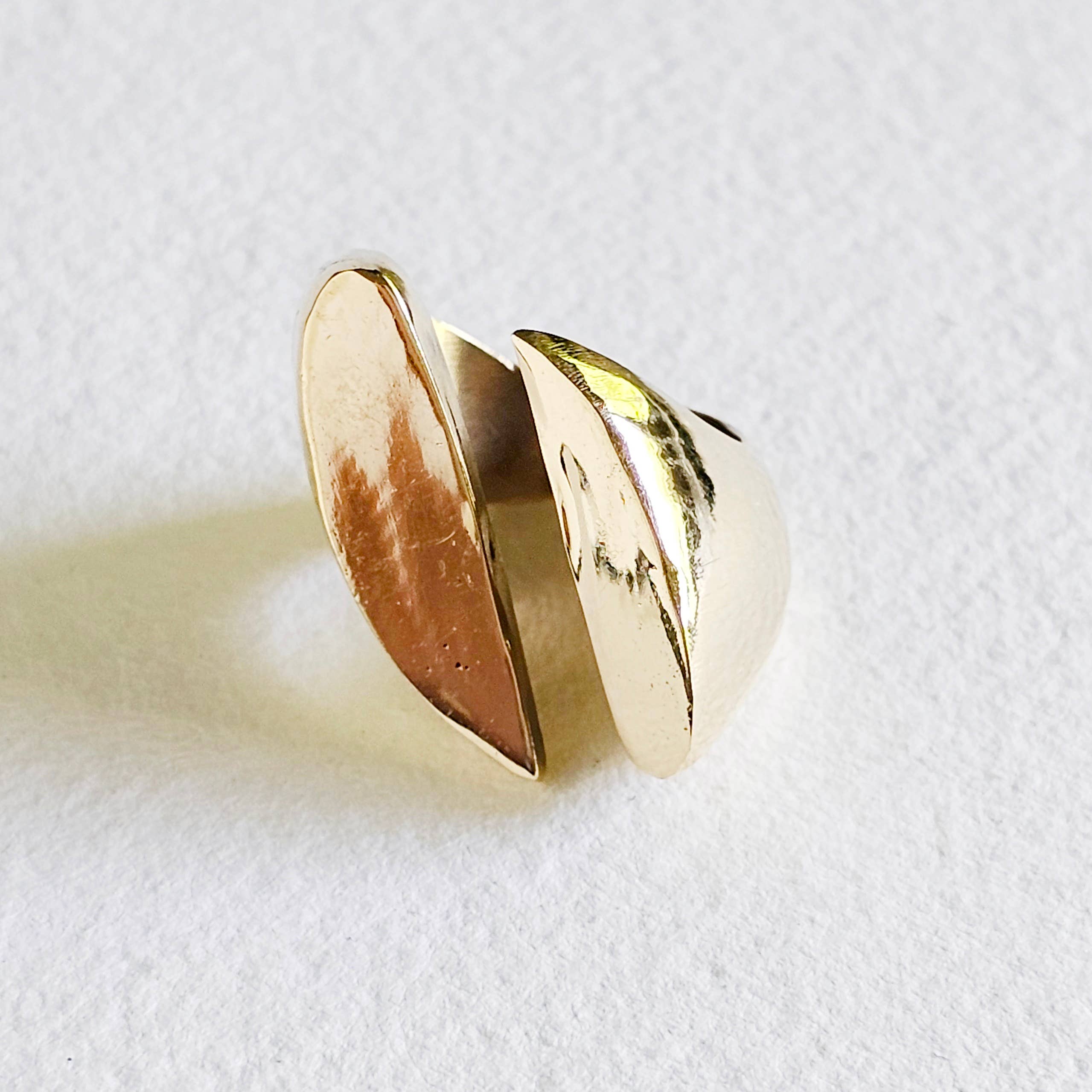 Brass ring bold statement adjustable handmade