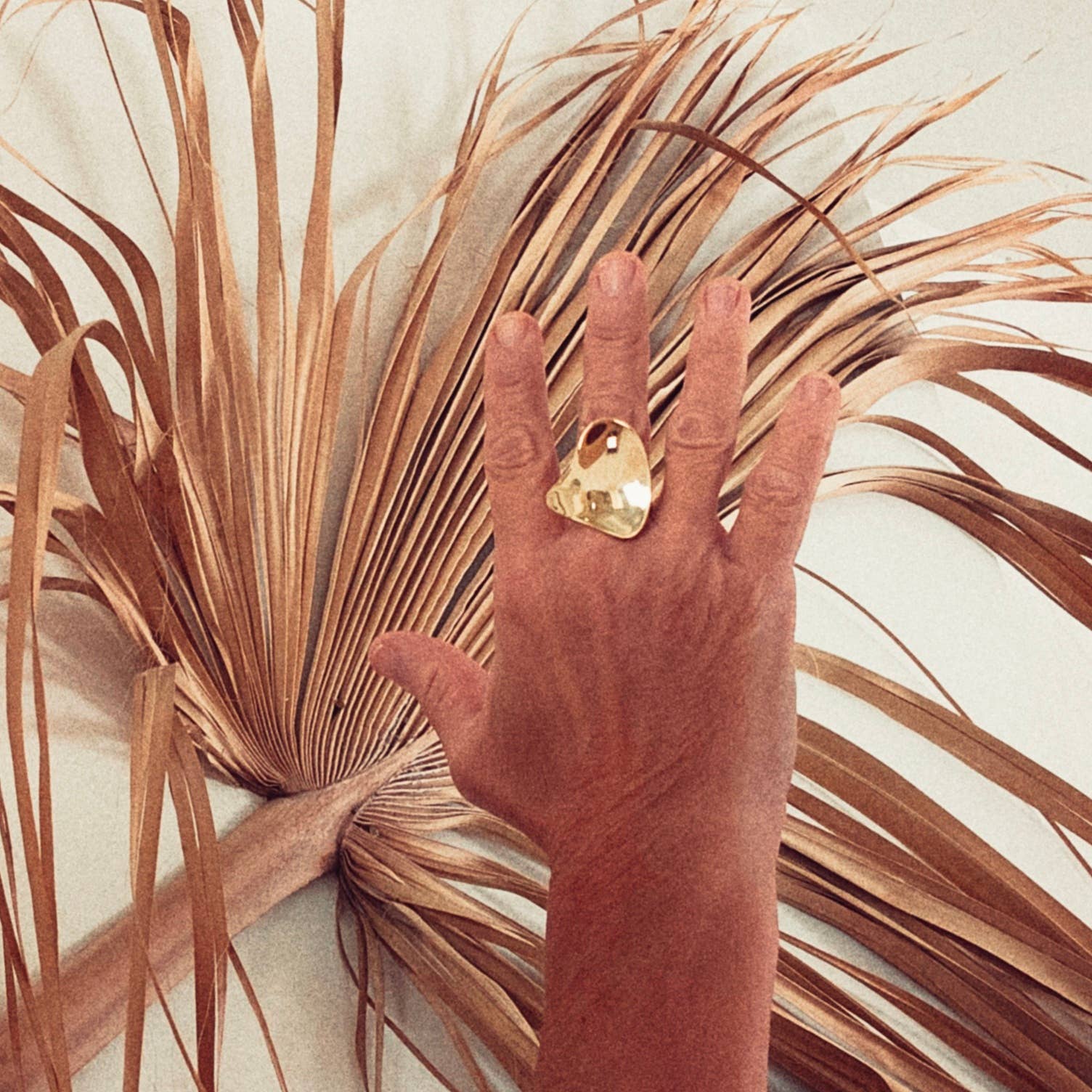 Brass ring pebble convex handmade organic 2 styles