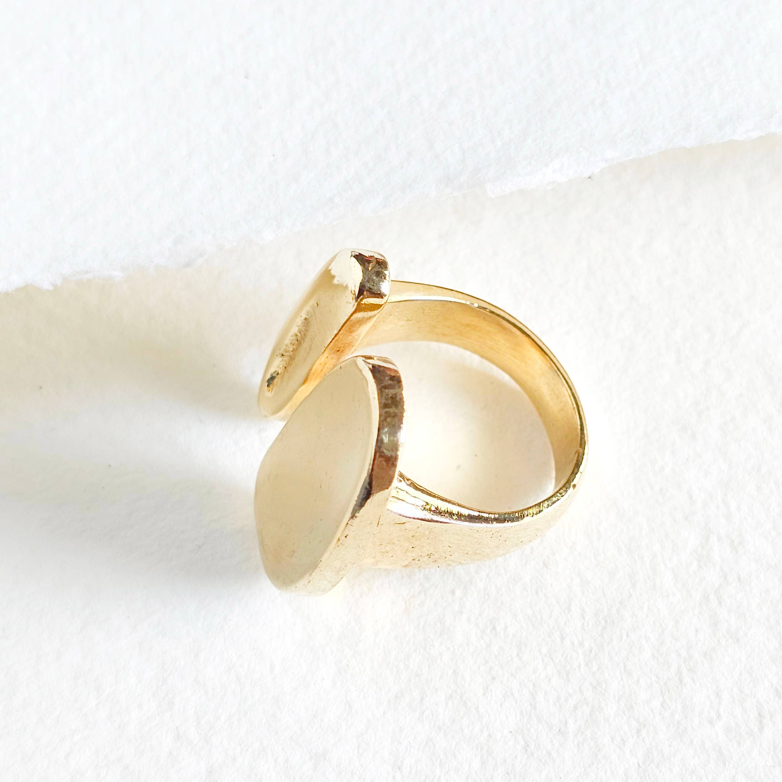 Brass organic orb ring open adjustable handmade