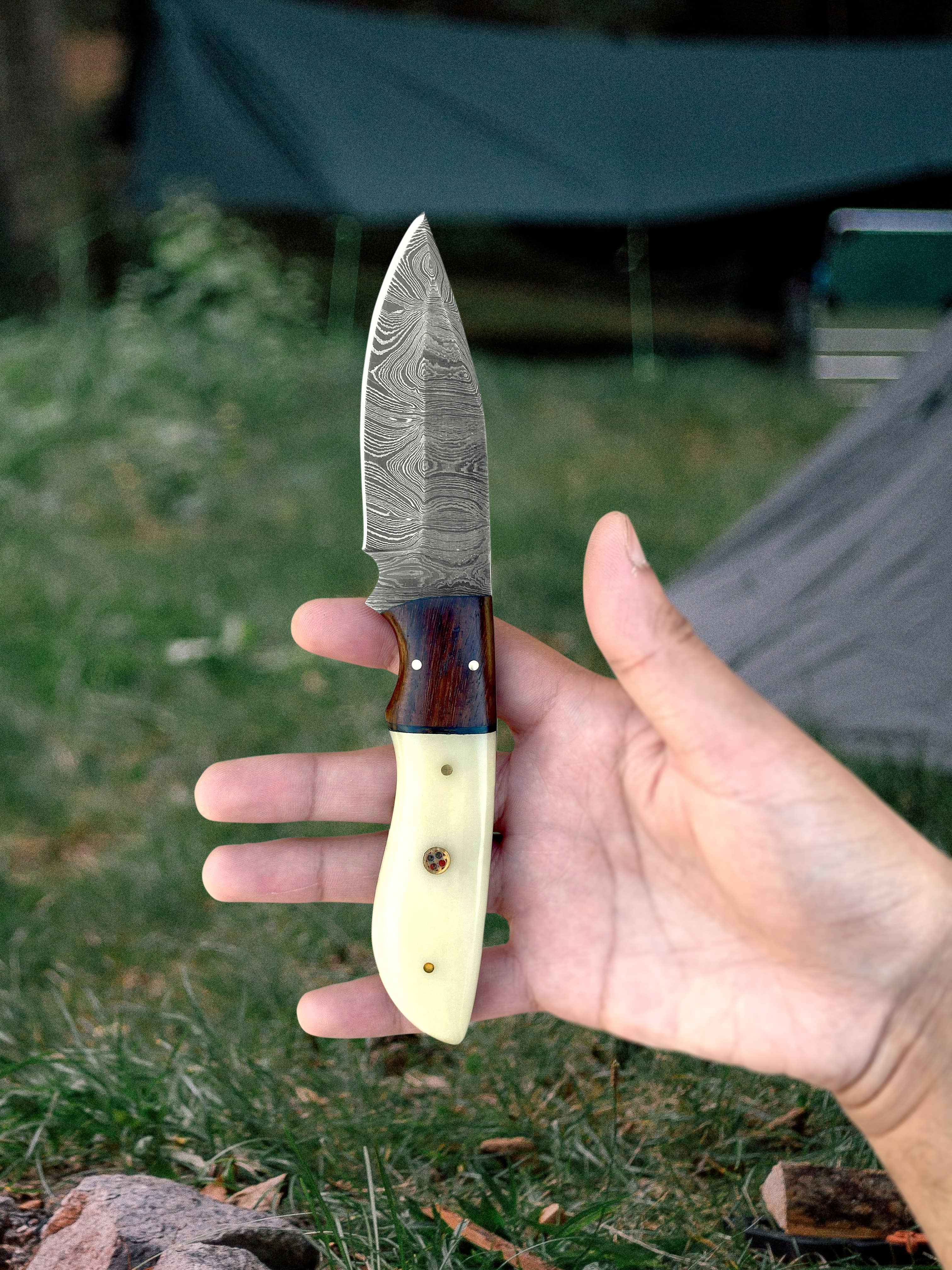 8' Handmade damascus steel knife with leather sheath