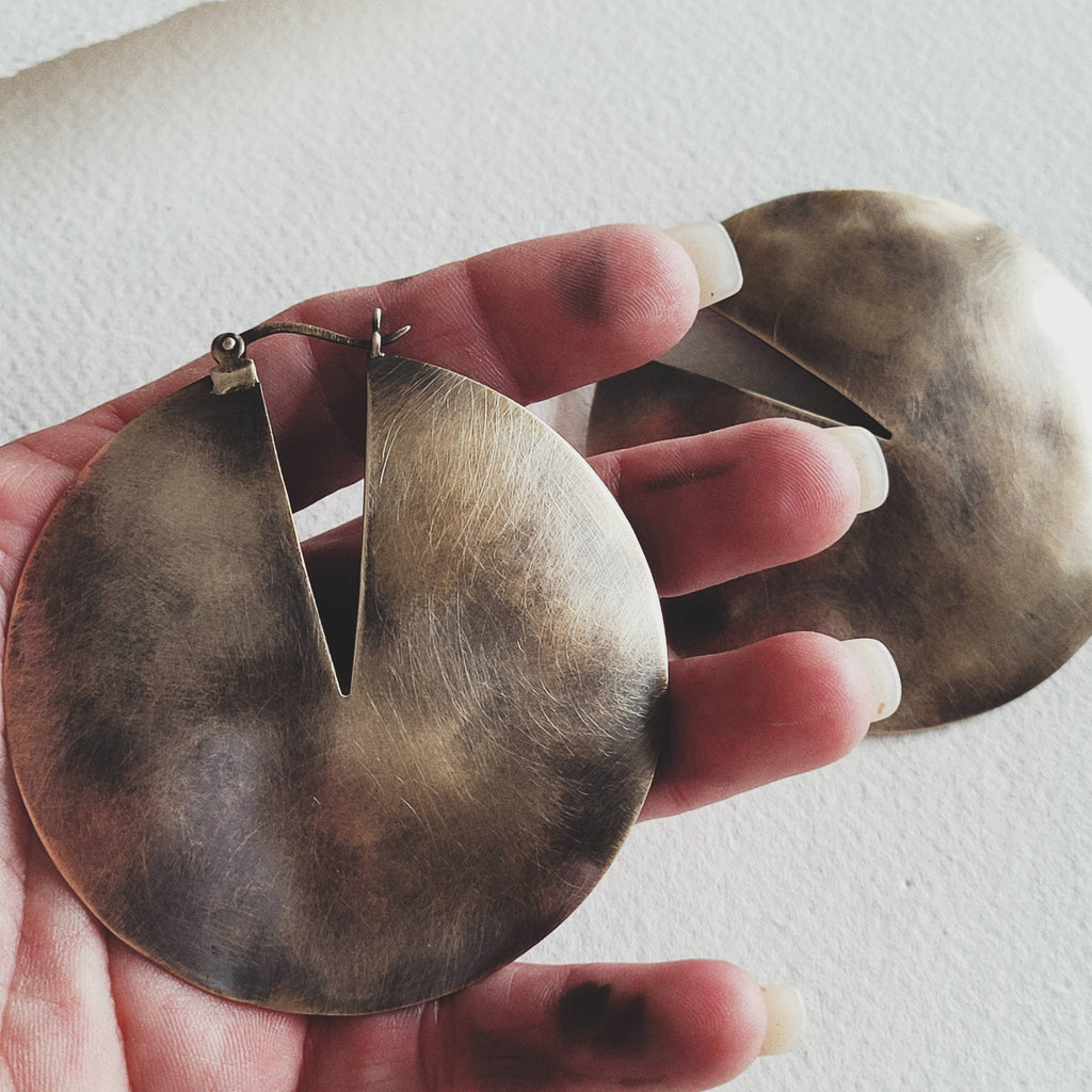 Brass distressed hoop Earrings hoops handcrafted