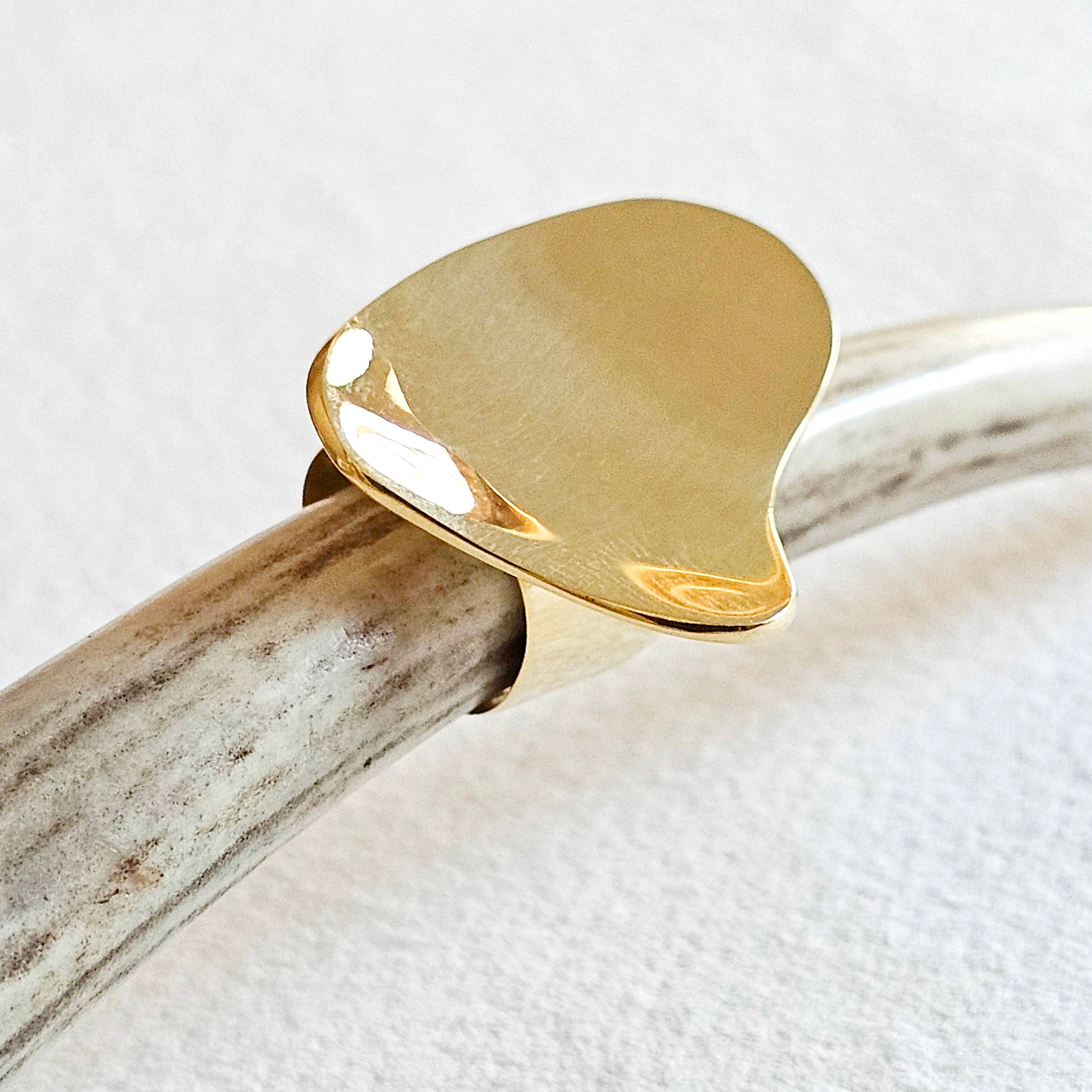 Brass ring pebble convex handmade organic 2 styles