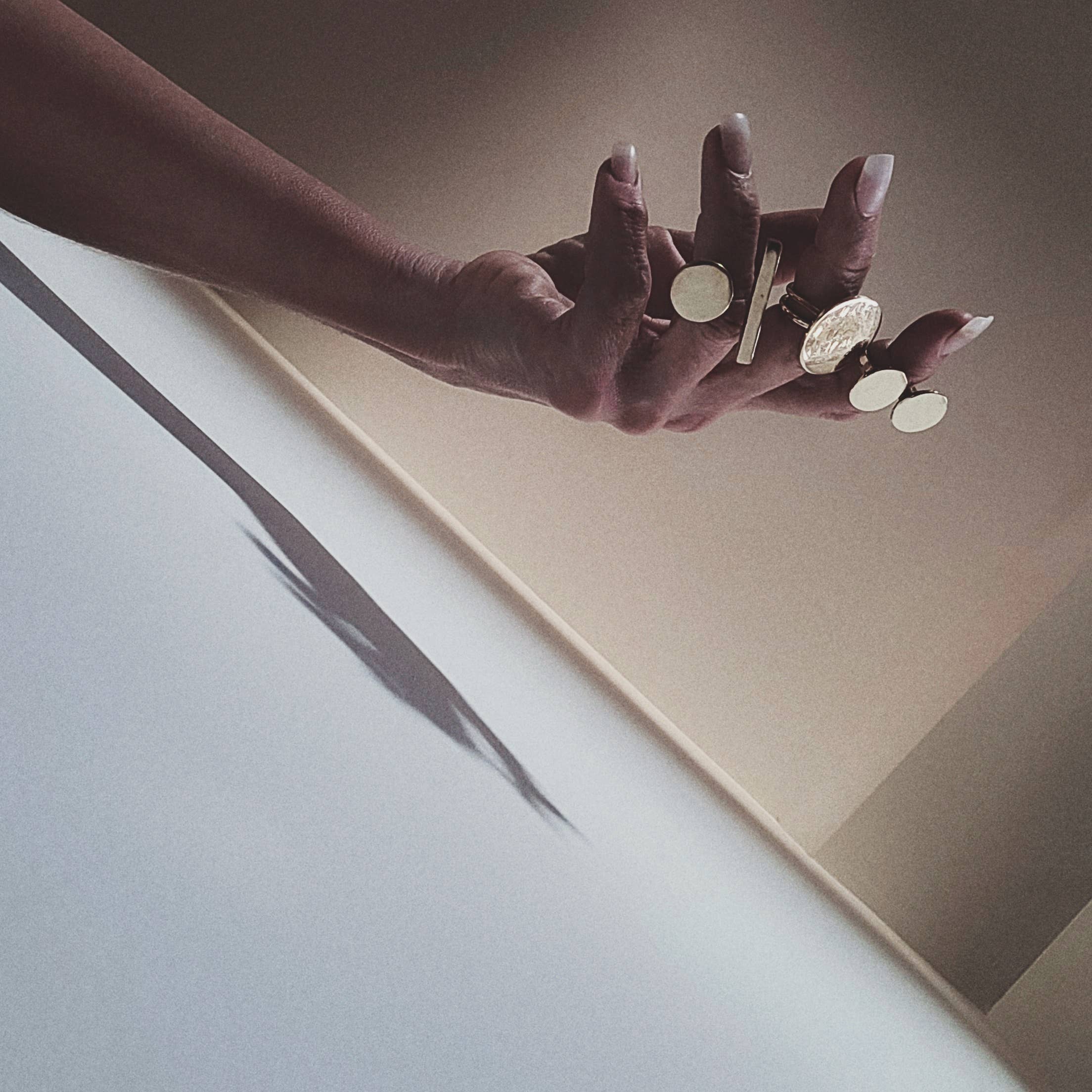 Brass or silver ring disc moon  handmade adjustable