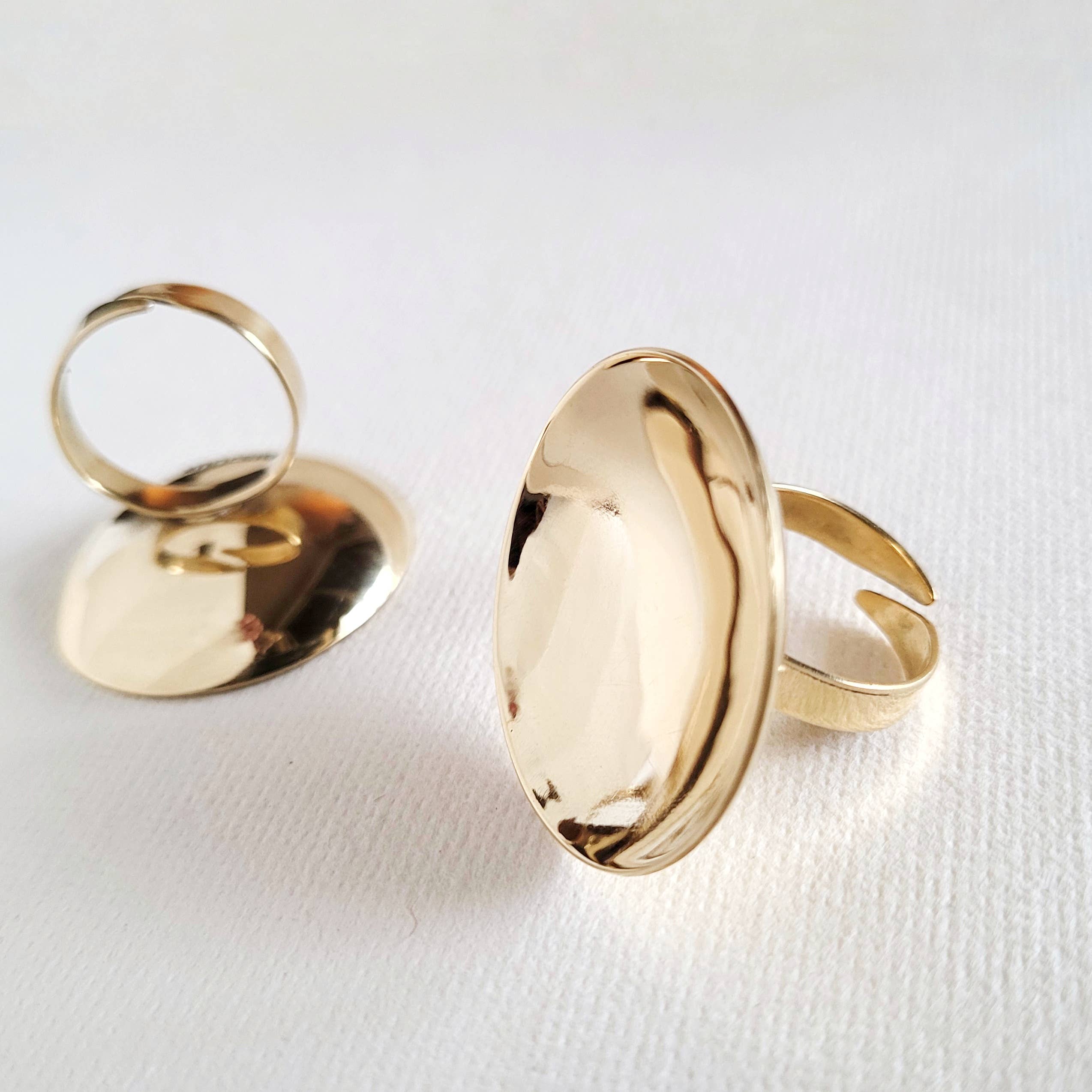 Brass round convex dome handmade ring adjustable