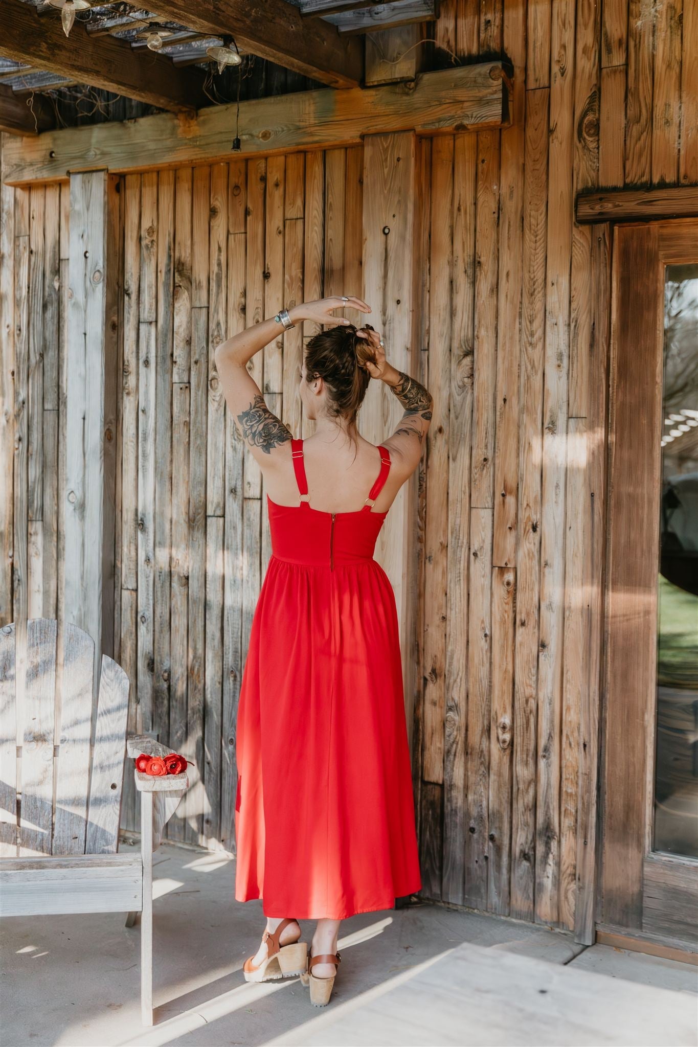 Long Agnes dress in Red Linen (Pre Order)