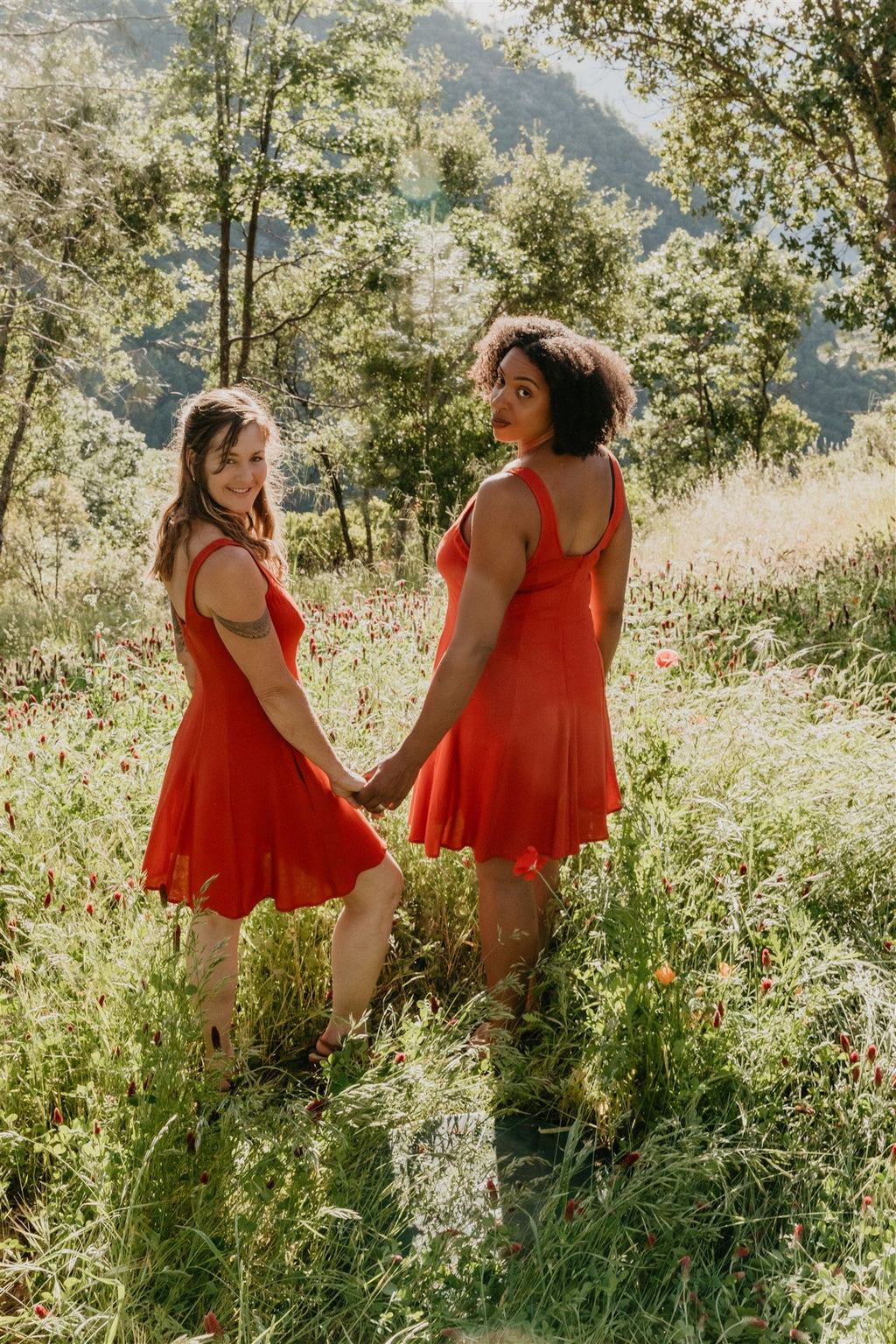 Delana Dress in Coral Challis