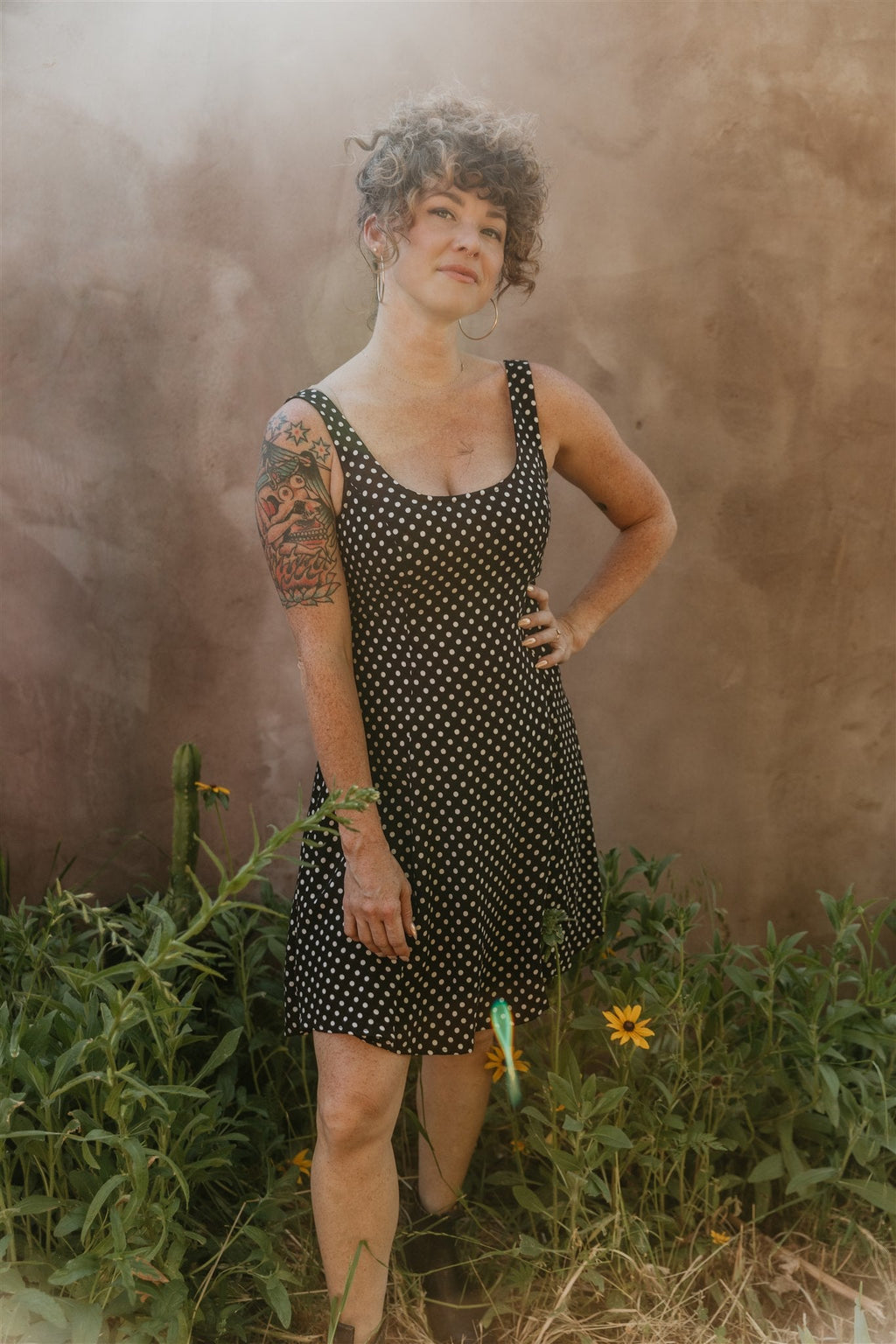 Delana Dress in Black and White Polka Dot