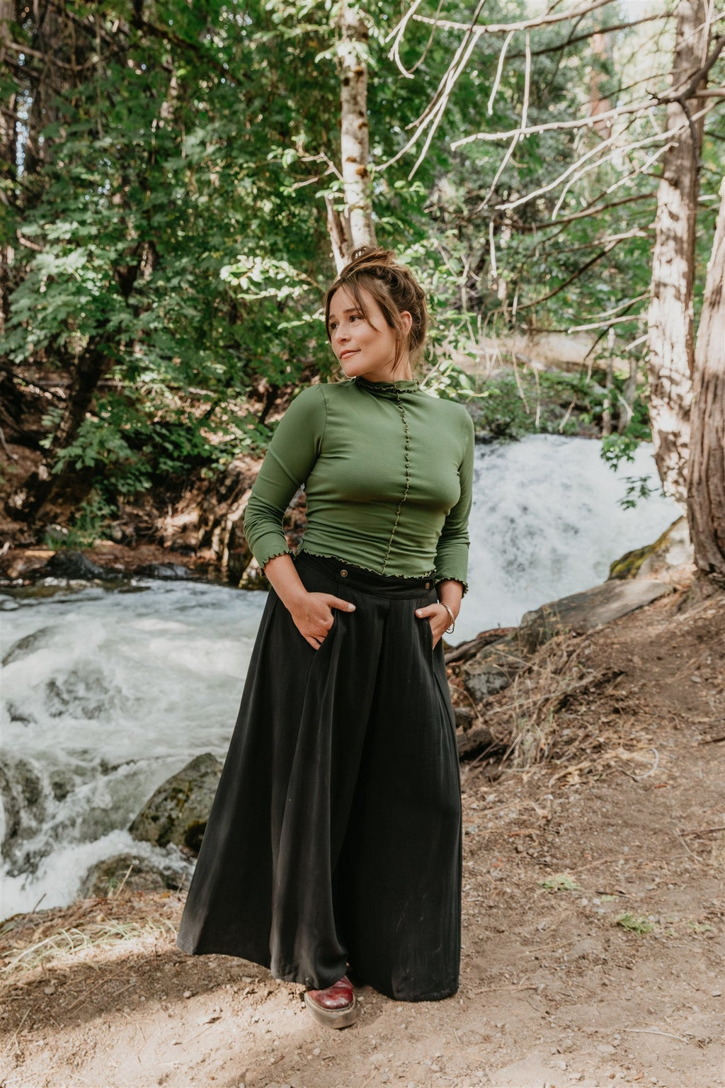 Wavy top in Olive Knit