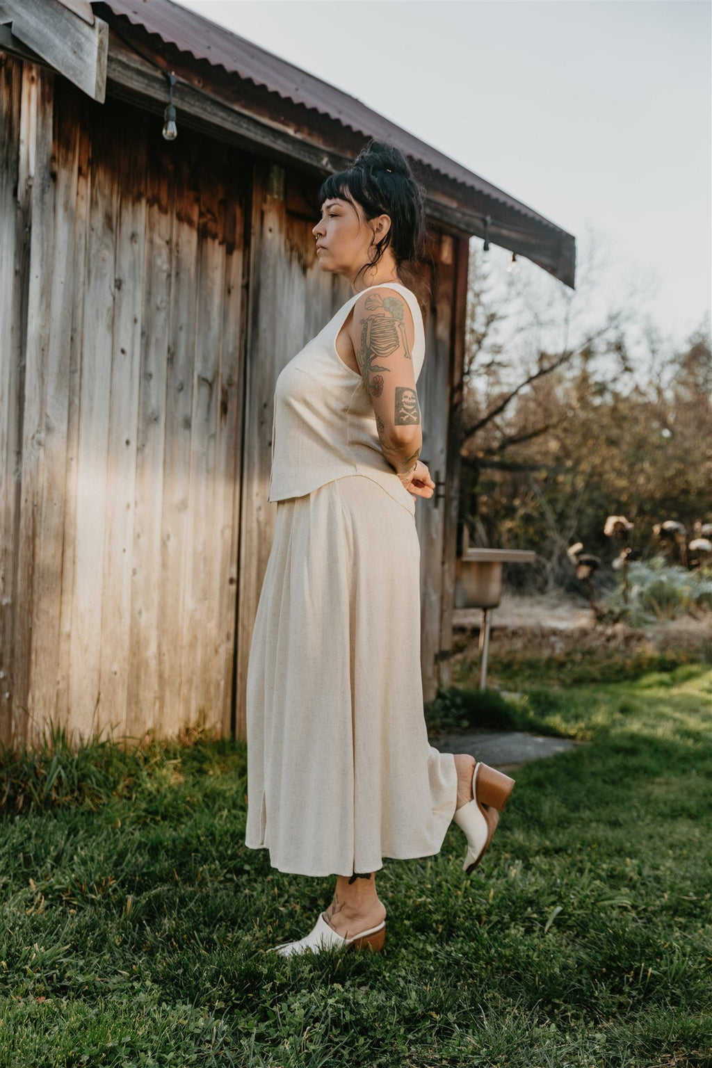Aviva Top in Oat Linen