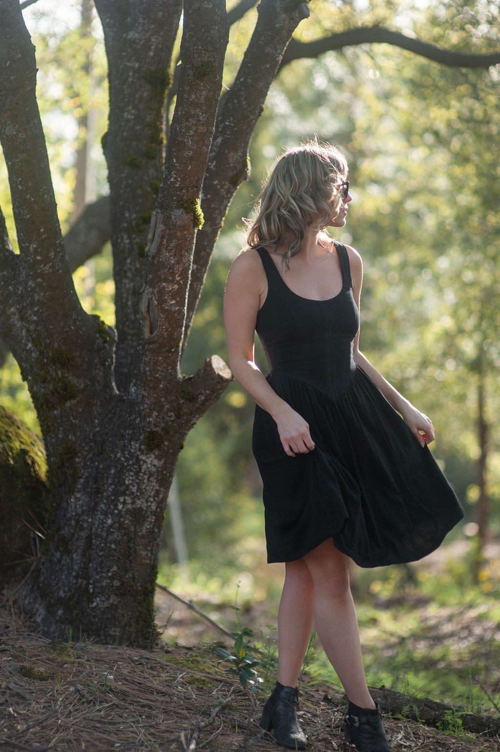 Agnes dress in Black Linen
