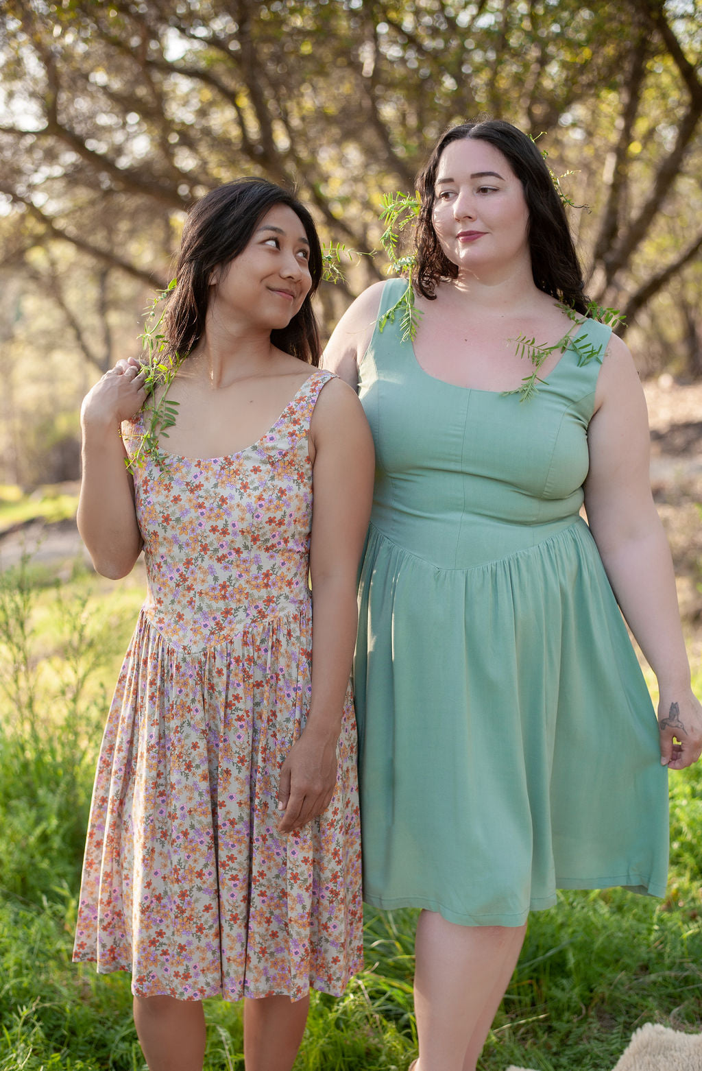 Agnes dress in Sage Challis