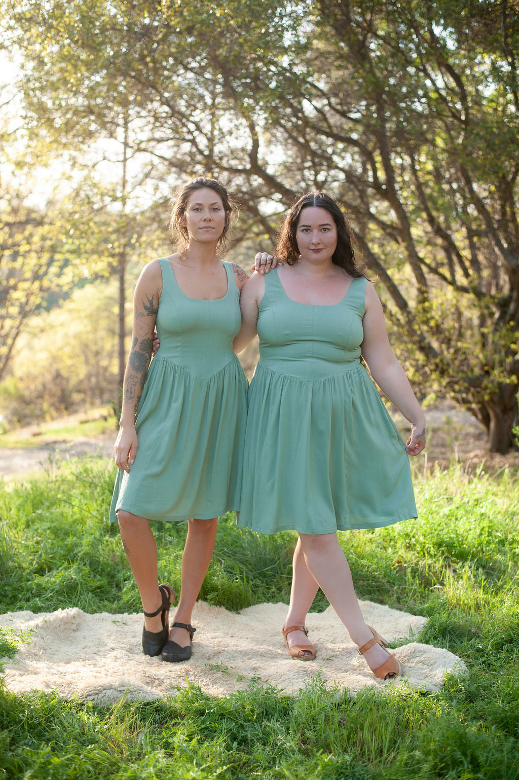 Agnes dress in Sage Challis