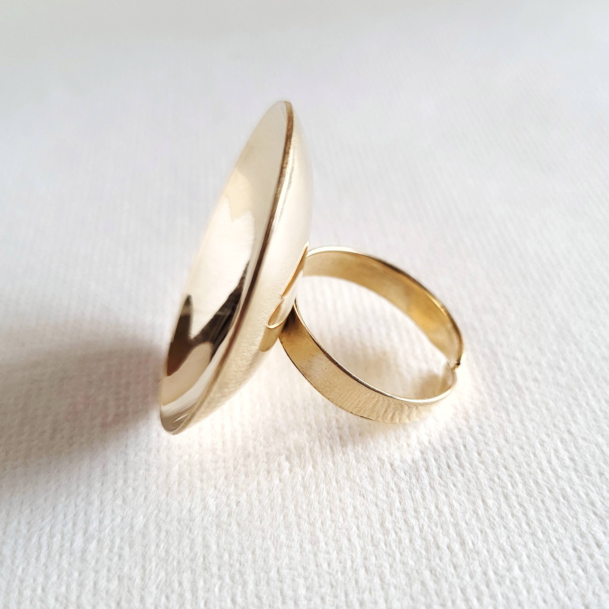 Brass round convex dome handmade ring adjustable
