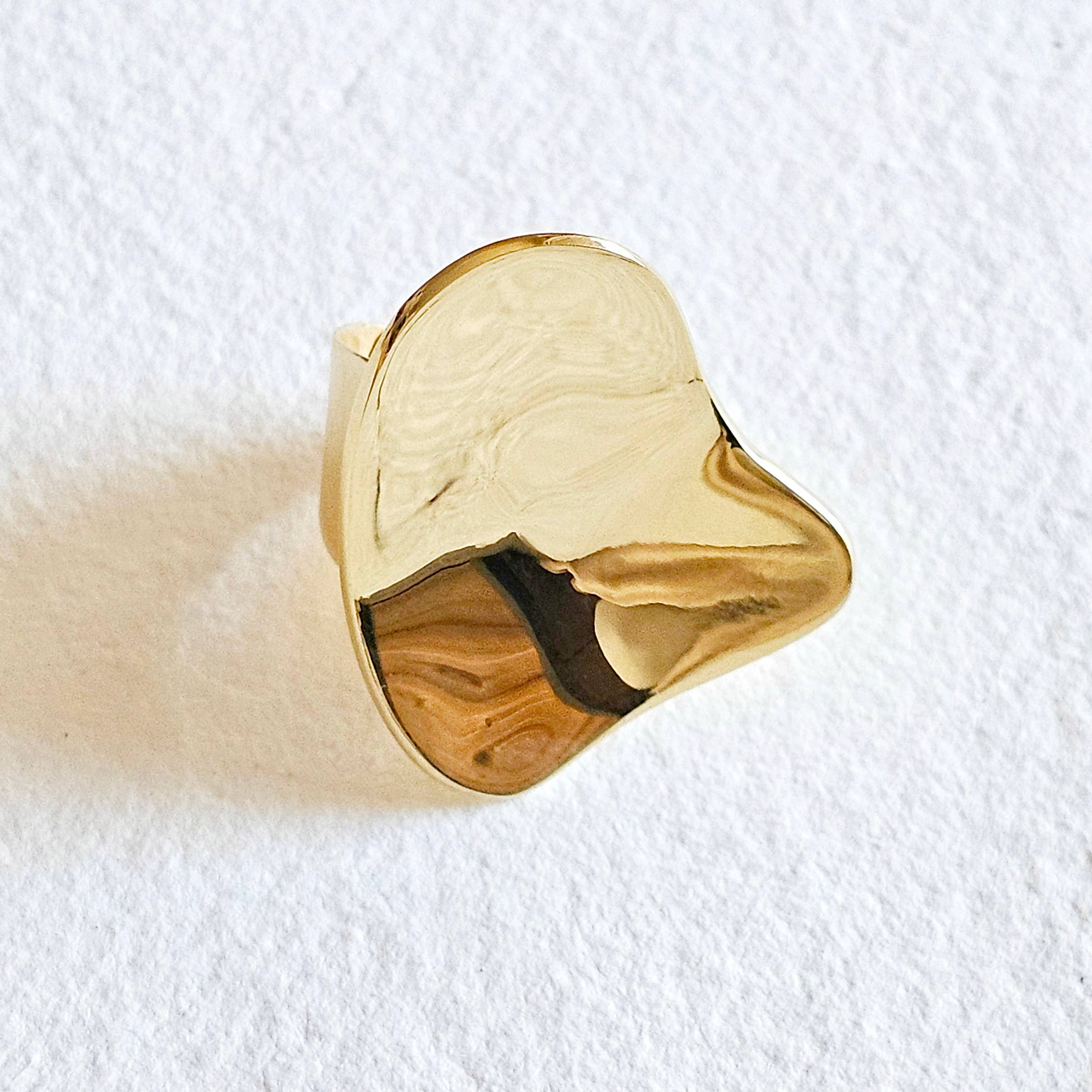 Brass ring pebble convex handmade organic 2 styles