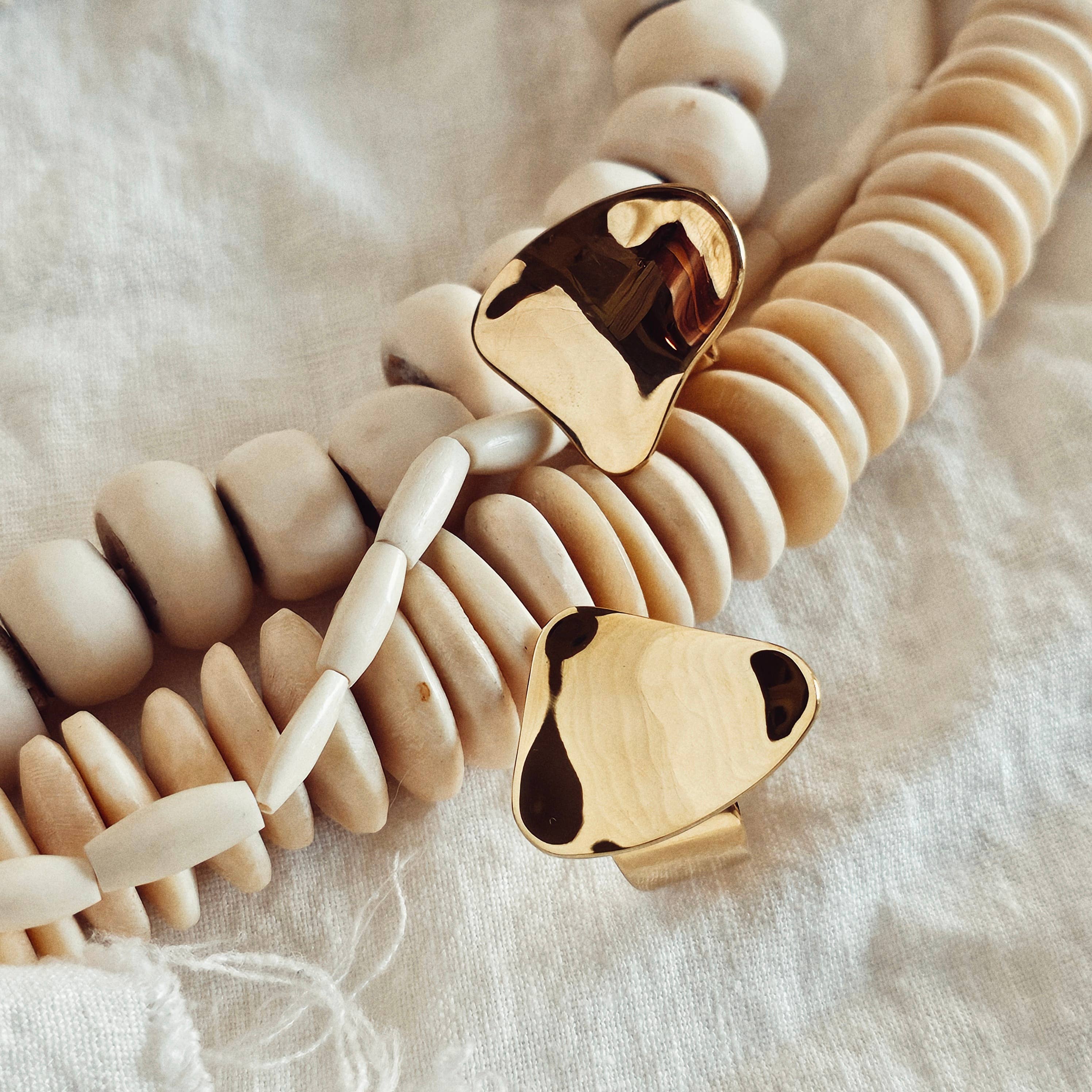 Brass ring pebble convex handmade organic 2 styles