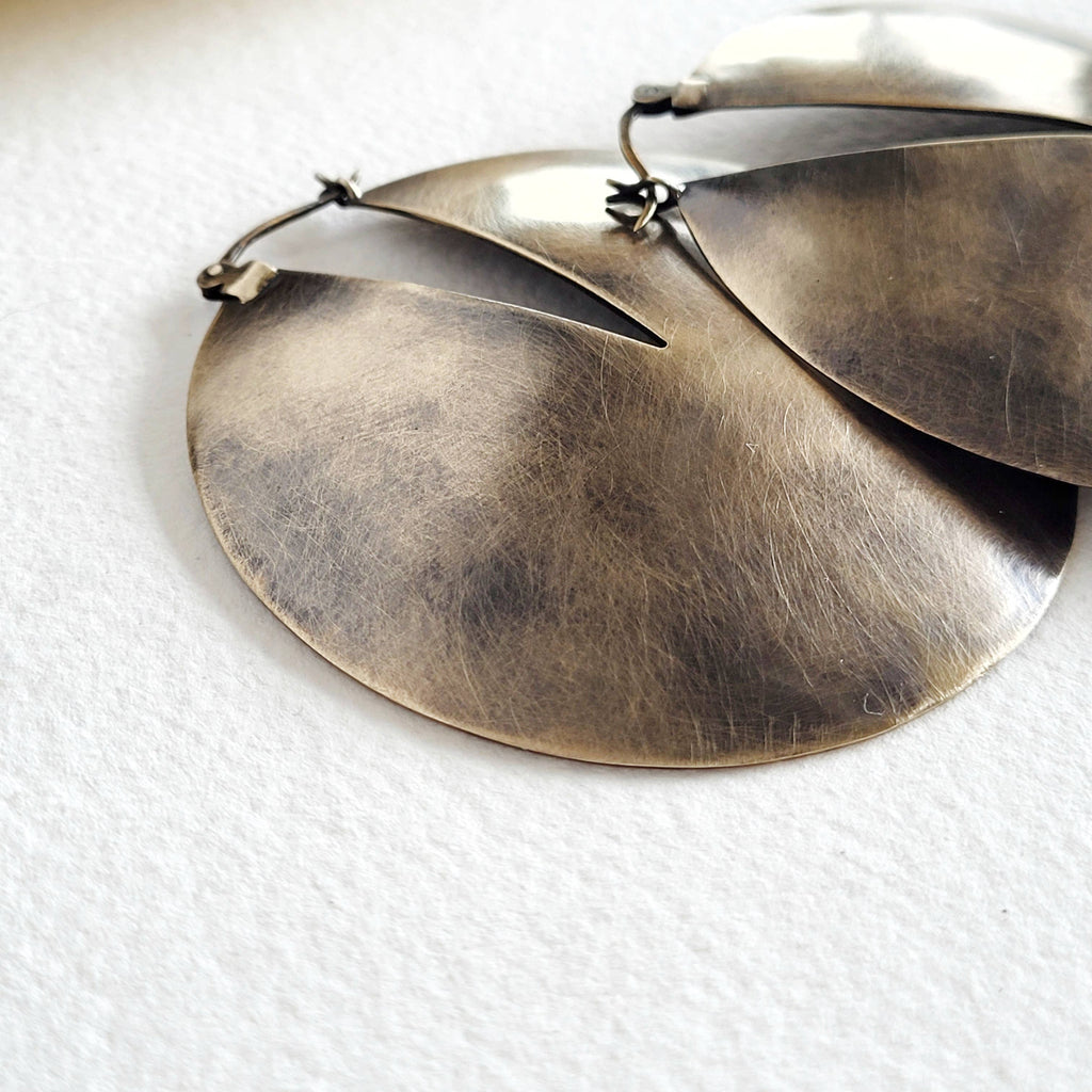 Brass distressed hoop Earrings hoops handcrafted