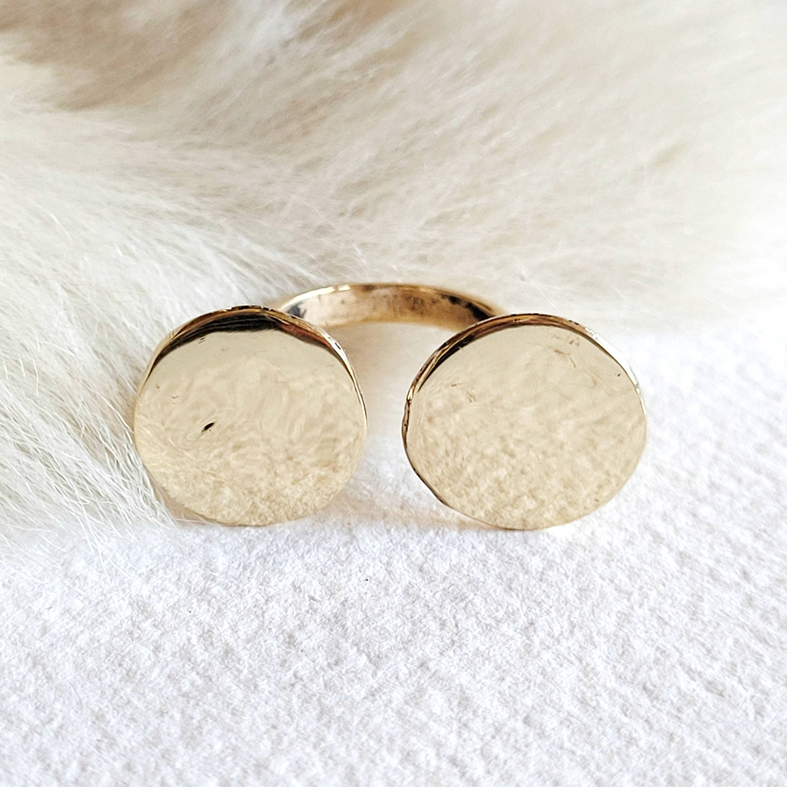 Brass or silver ring disc moon  handmade adjustable