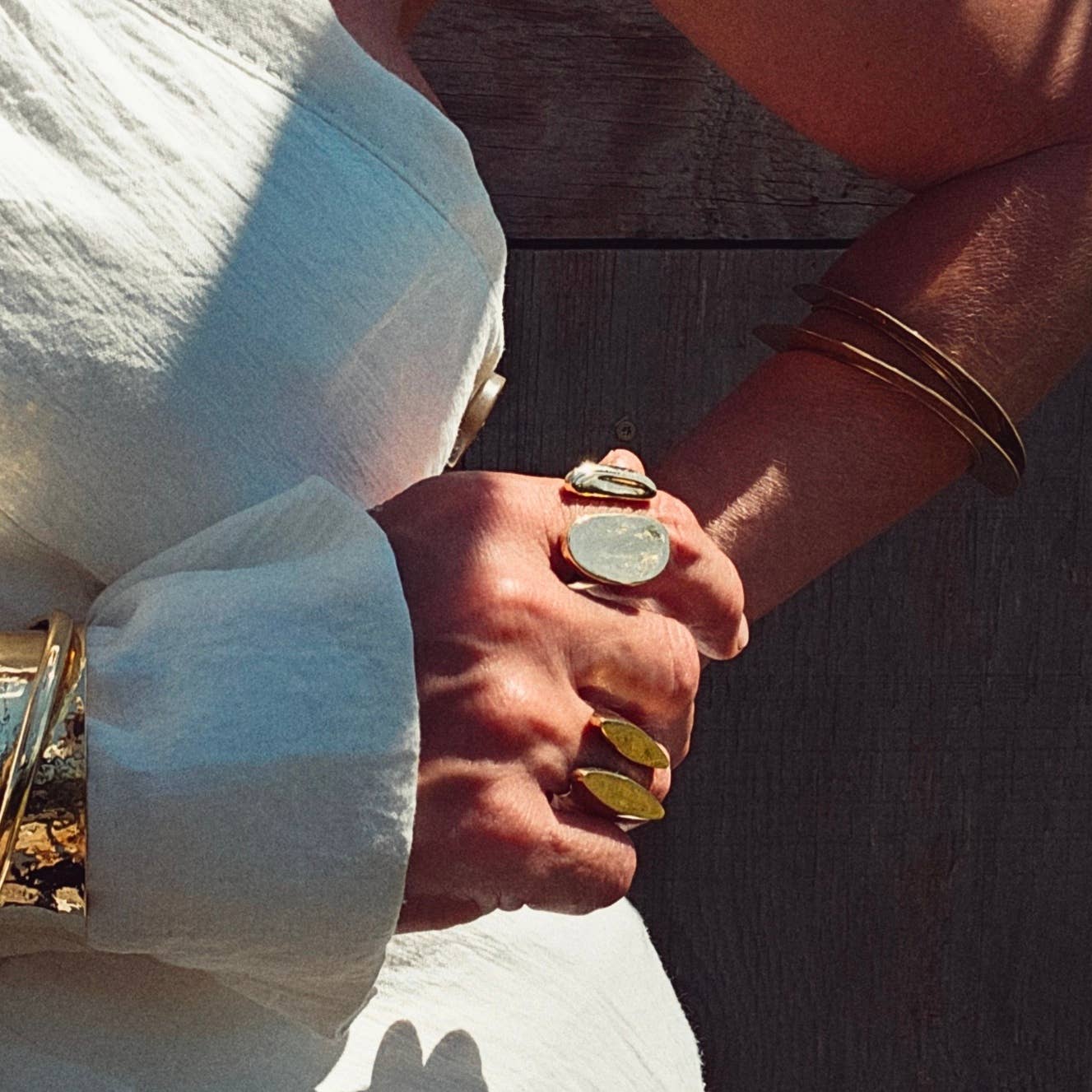 Brass organic orb ring open adjustable handmade