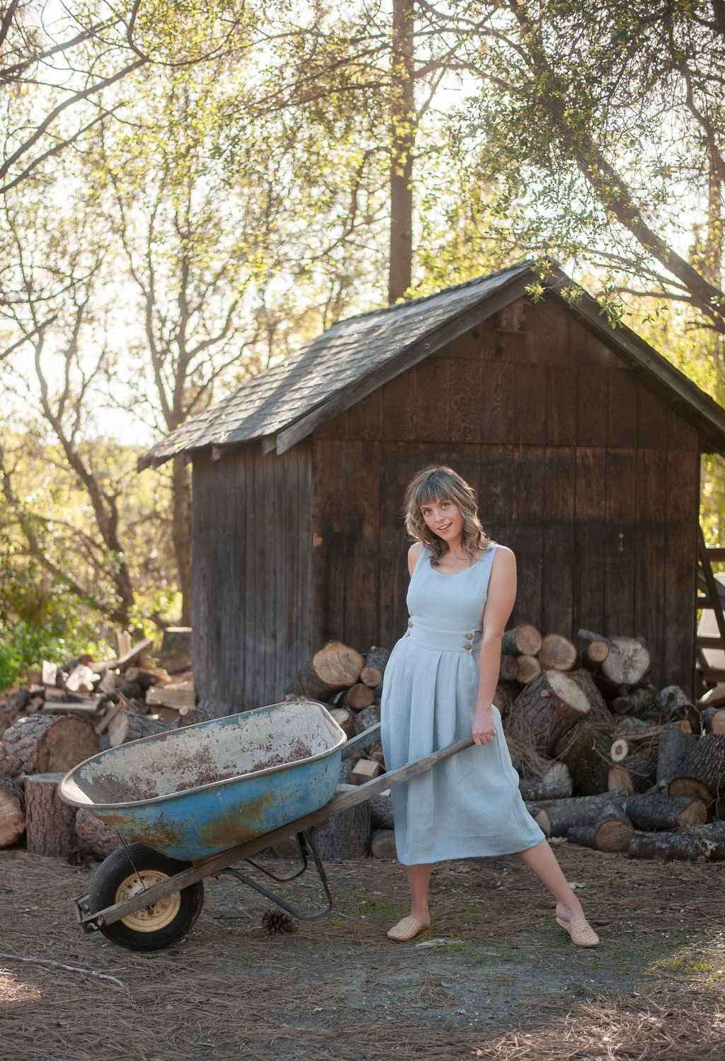 Brigid Jumper in BB Blue Texture Cotton