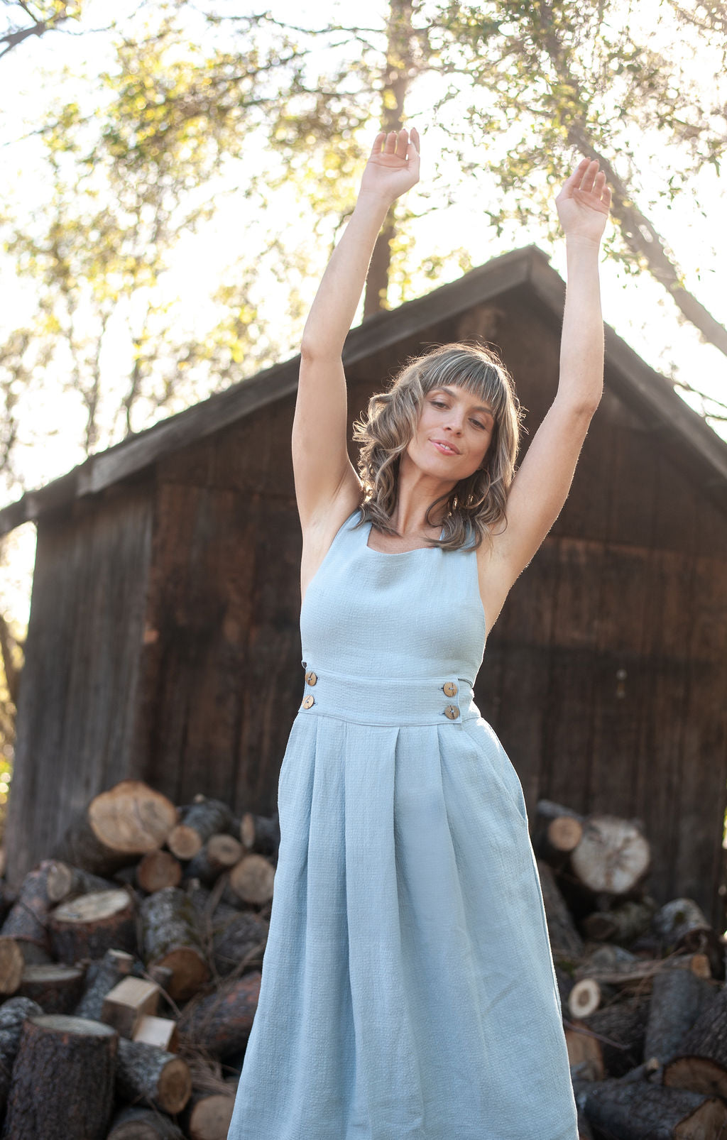 Brigid Jumper in BB Blue Texture Cotton