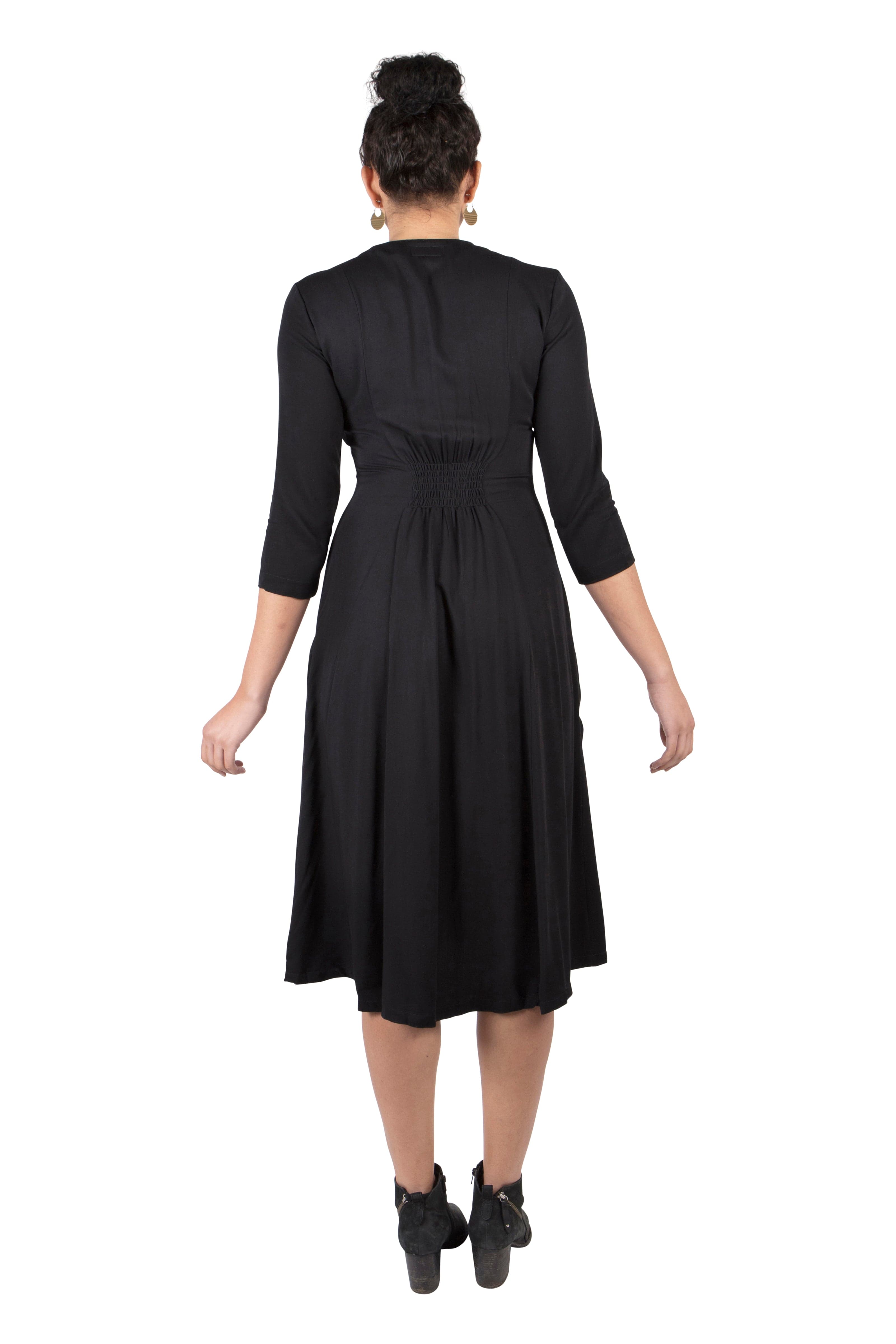 Fiona Dress in Black Challis