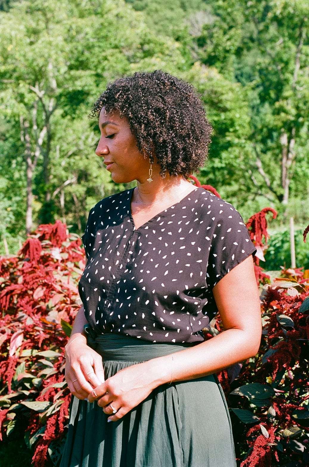 Dolman Top in Abstract Dot