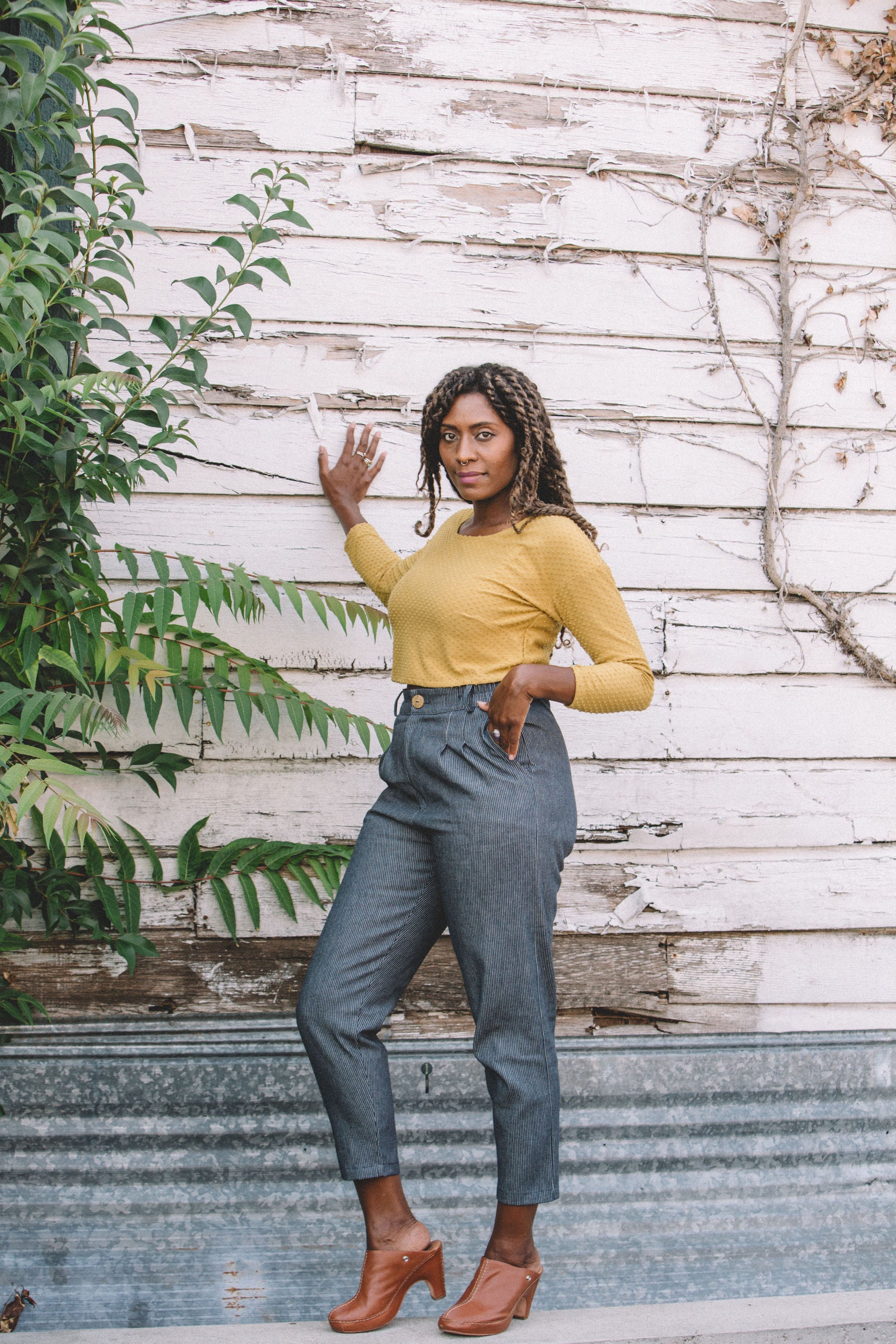 Shelby Crop Top in Dotted Dijon