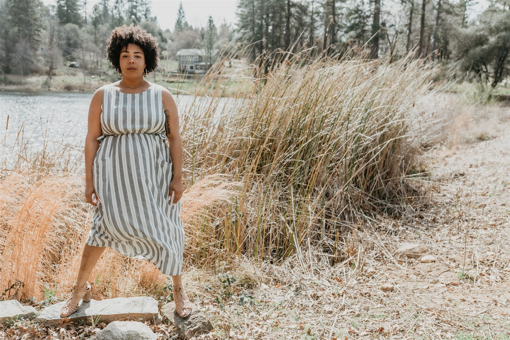 Rhiannon Dress in Stone Stripe